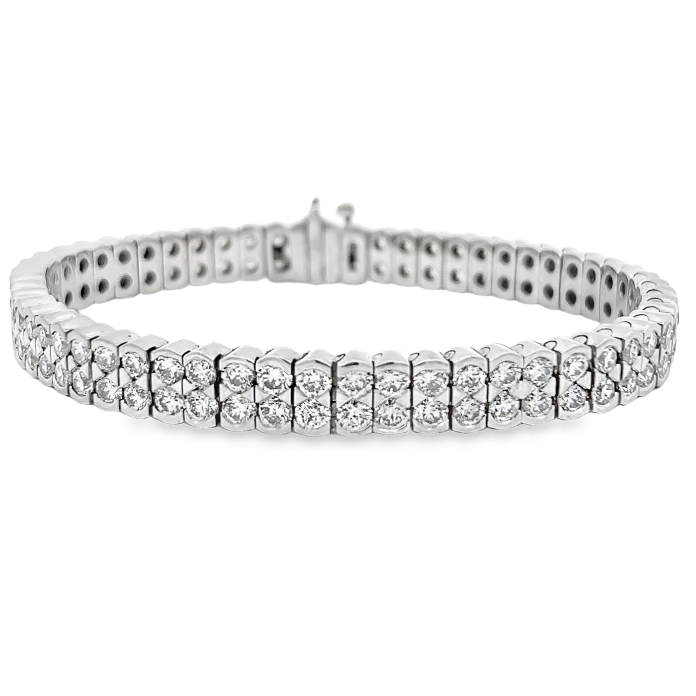 14k White Gold Round Diamond Bezel Set Tennis Bracelet (10.16ctw.)