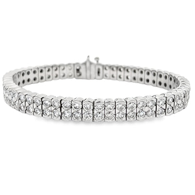 14k White Gold Round Diamond Bezel Set Tennis Bracelet (10.16ctw.)