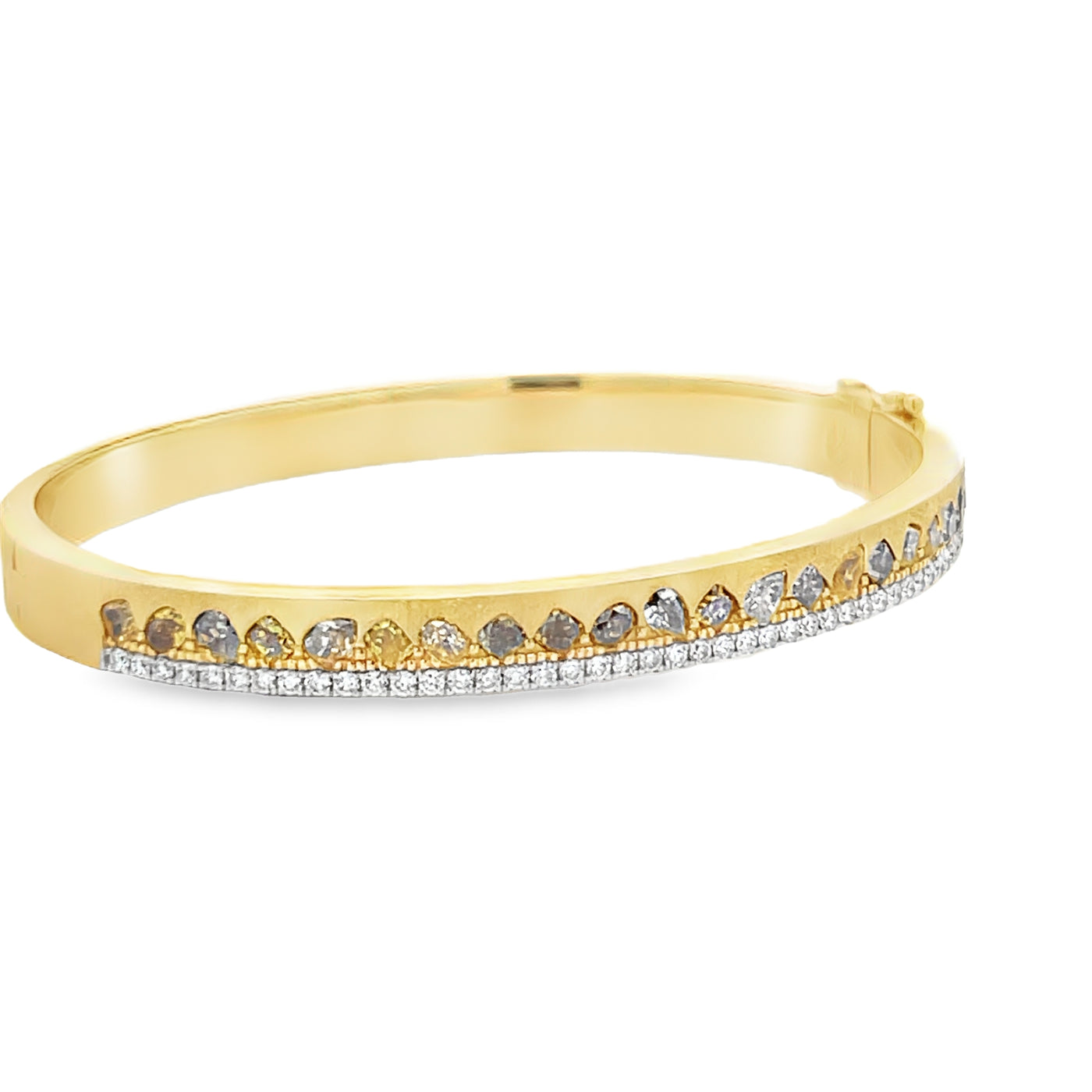 18k Yellow Gold Fancy Color and White Diamond Bangle Bracelet (2.54ctw.)