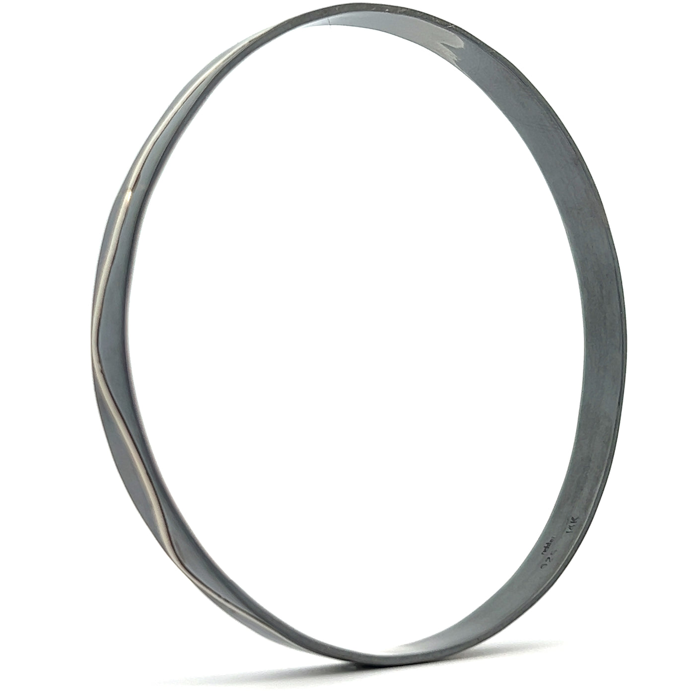 Oxidized Sterling Silver and 14k White Gold Pathways 7.5" Bangle Bracelet by Paul Richter