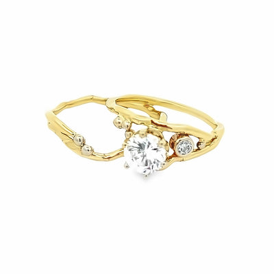 14k Yellow Gold Round Diamond Willow Bridal Set by Paul Richter (0.05ct.)