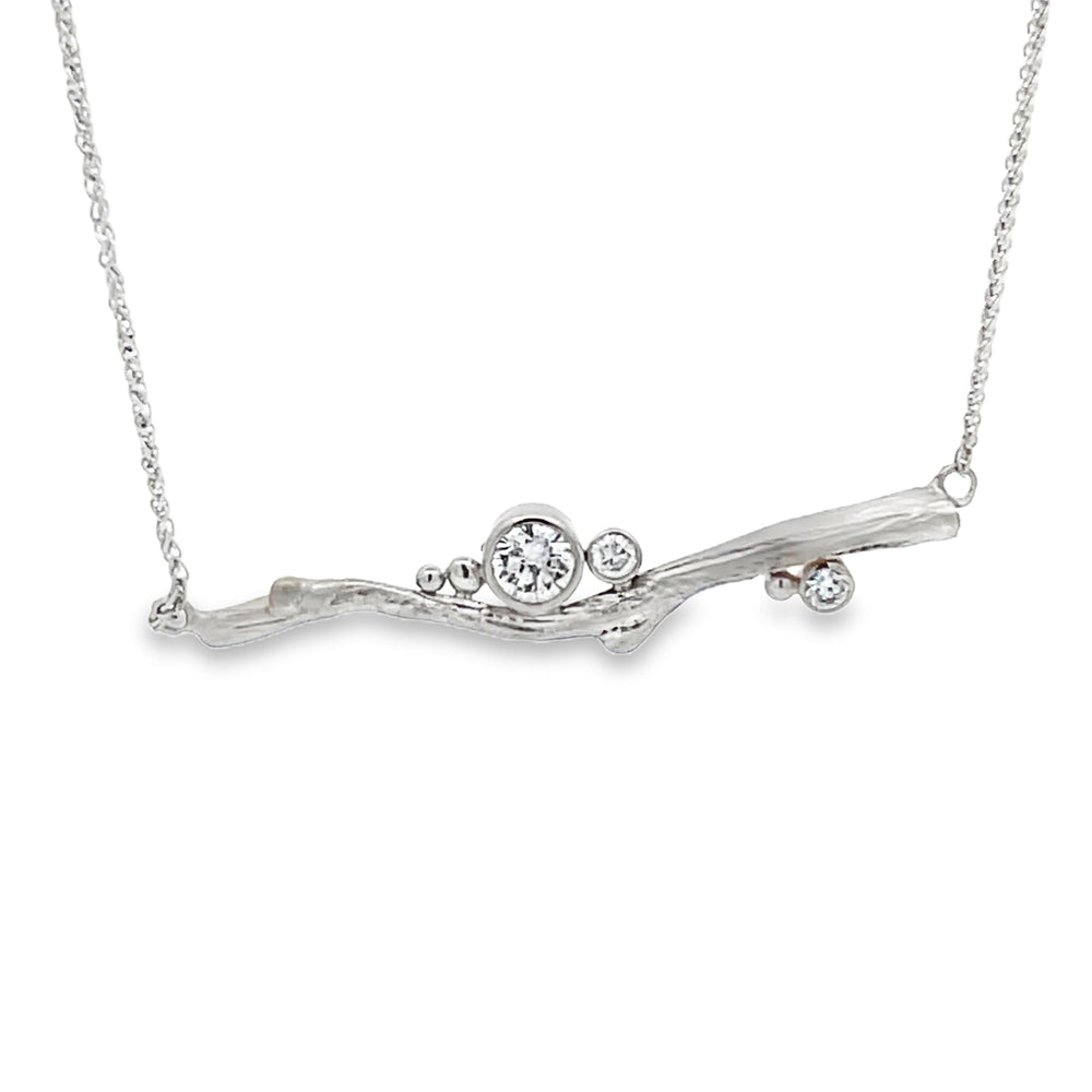 14k White Gold Round Diamond Branches Necklace by Paul Richter (0.48ctw.)