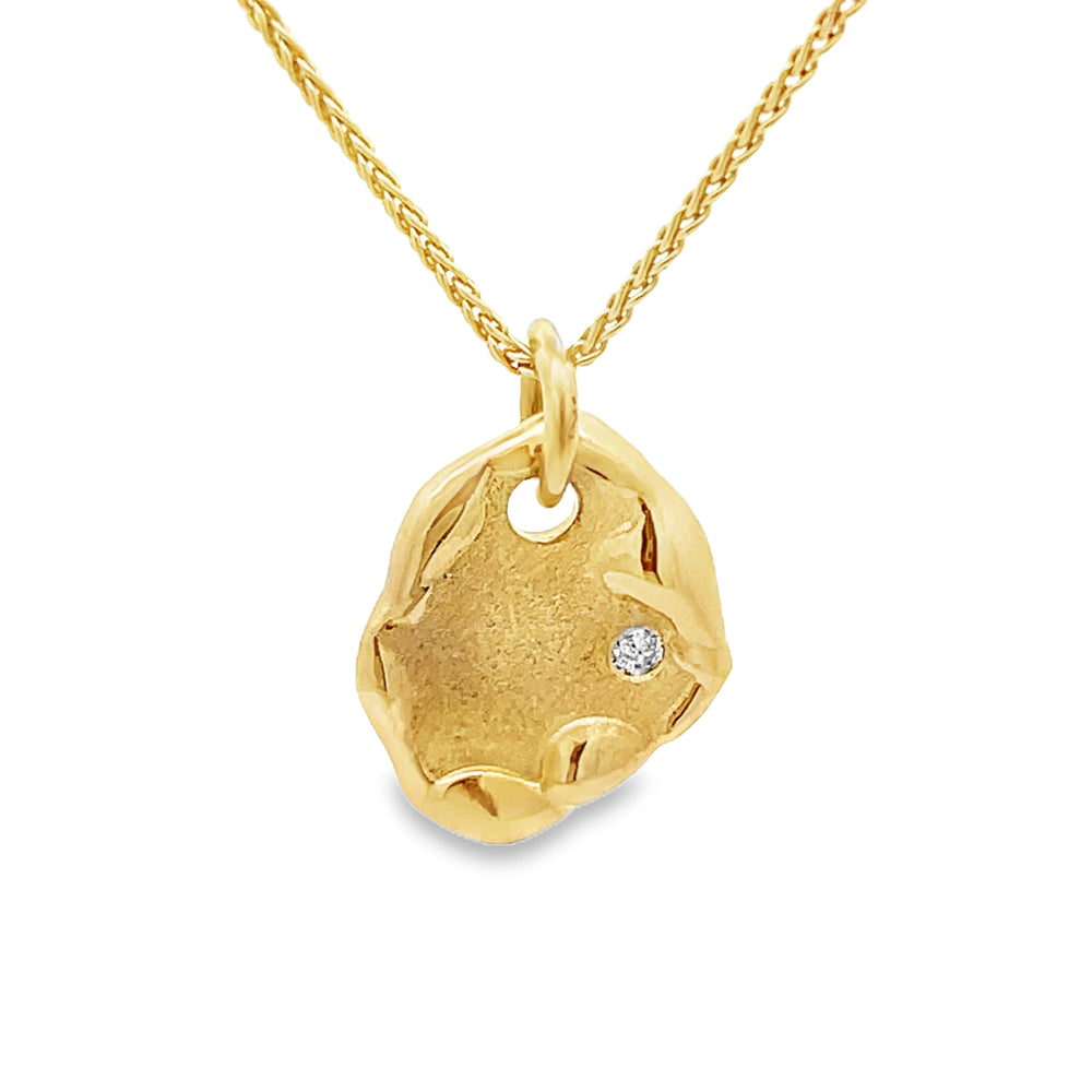 14k Yellow Gold Round Diamond Amulet Charm by Paul Richter (0.03ct.)