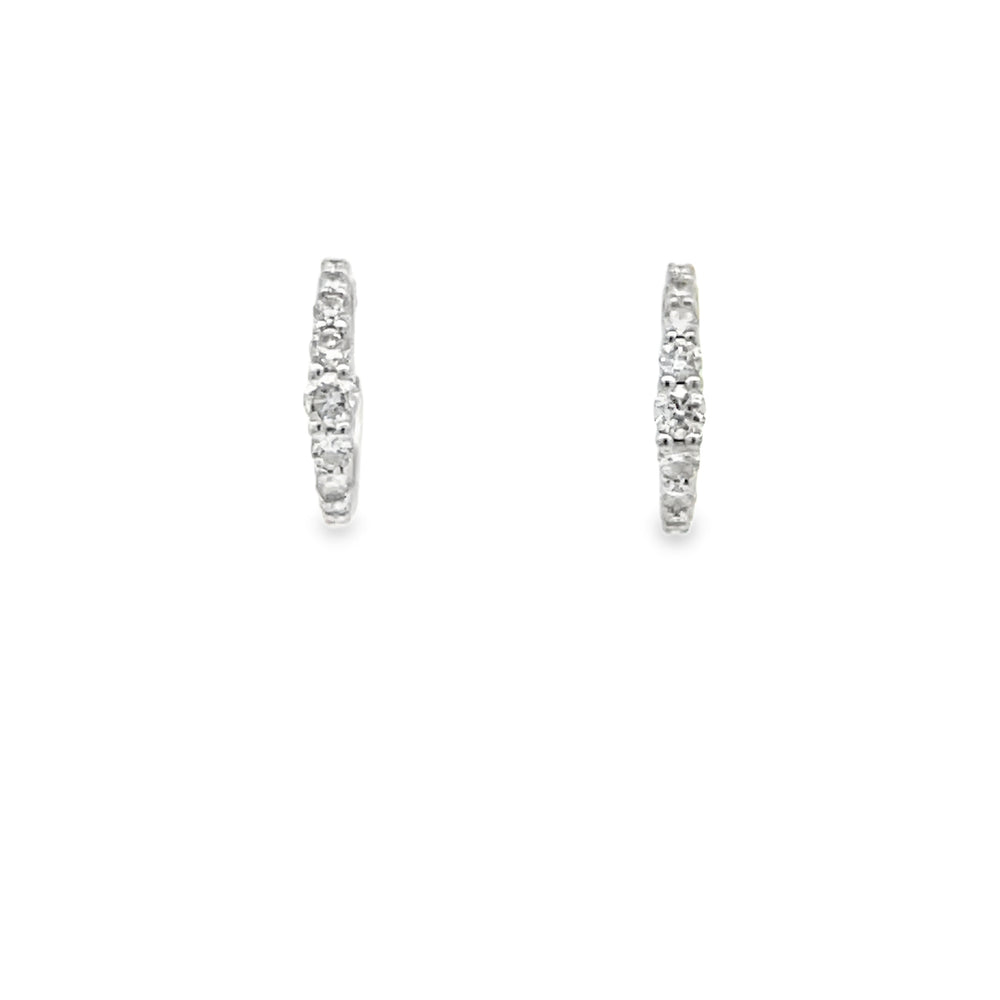 14k White Gold Round Diamond Hoop Earrings (0.32ctw.)