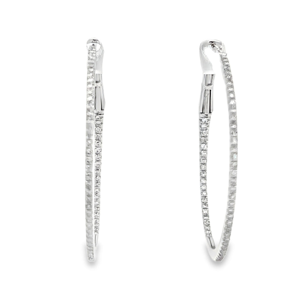 14k White Gold Round Diamond Inside Out Hoop Earrings (0.38ctw.)