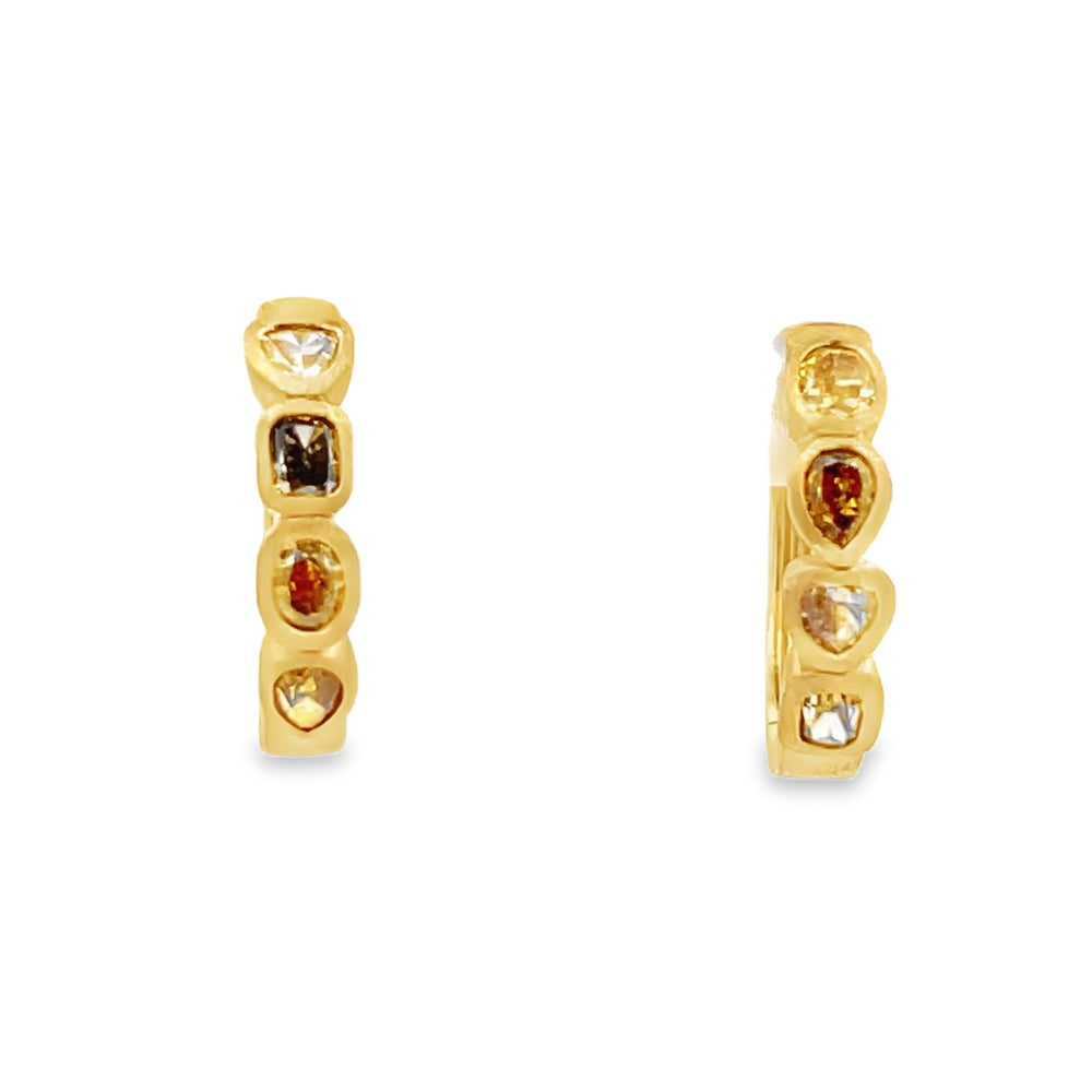 18k Yellow Gold Fancy Mixed Cut Desert Diamond Hoop Earrings (0.77ctw.)