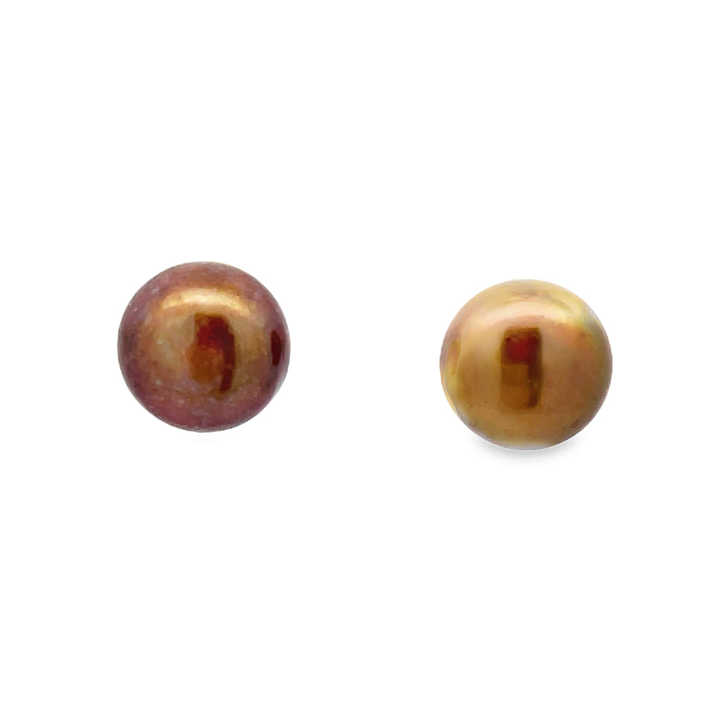 14k Yellow Gold 9mm Bronze Freshwater Pearl Stud Earrings.