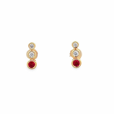 14k Rose Gold Round Ruby and Diamond Earrings (0.22ctw.)
