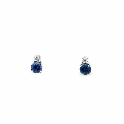 14k White Gold Sapphire and Diamond Prong Set Earrings (0.59ct.)