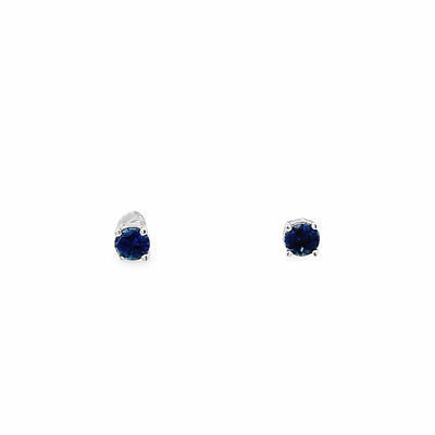 14k White Gold Round Sapphire Prong Set Stud Earrings (0.48ctw.)