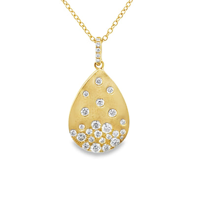 14k Yellow Gold Round Diamond Flush Set Teardrop Pendant (0.47ctw.)