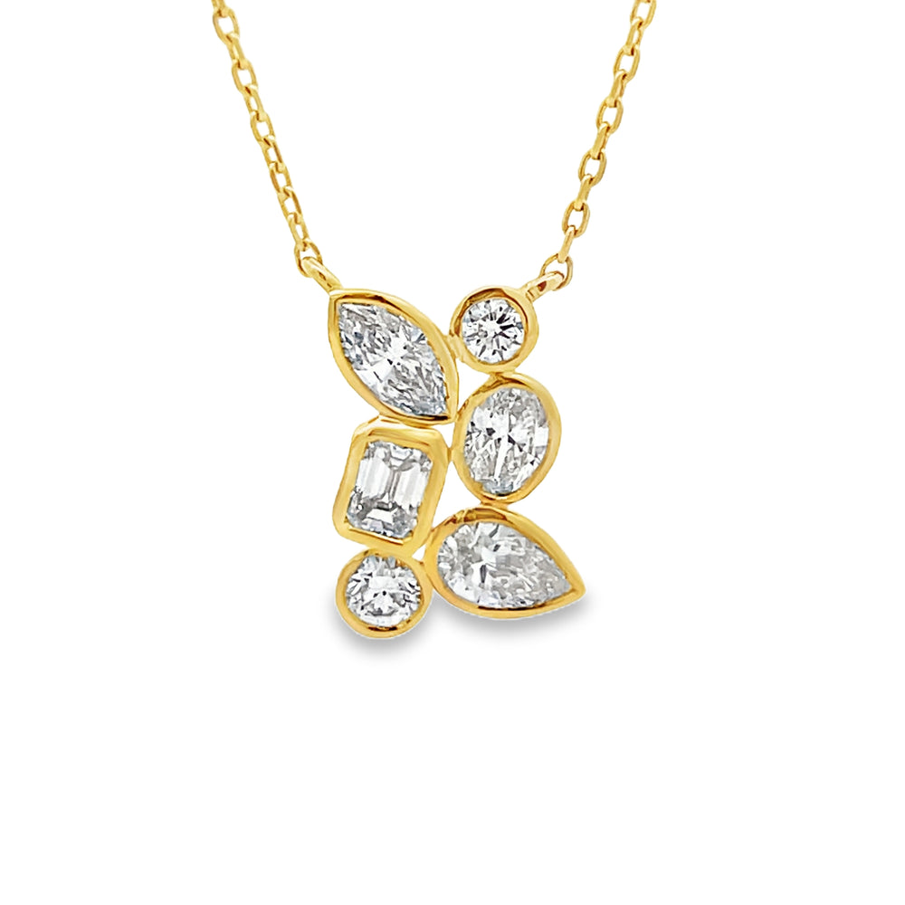 18k Yellow Gold Fancy Cut Yellow Diamond Bezel Set Pendant (0.87ctw.)