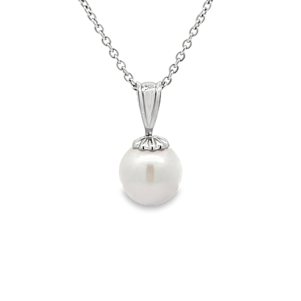 14k White Gold 8mm Akoya Pearl Pendant