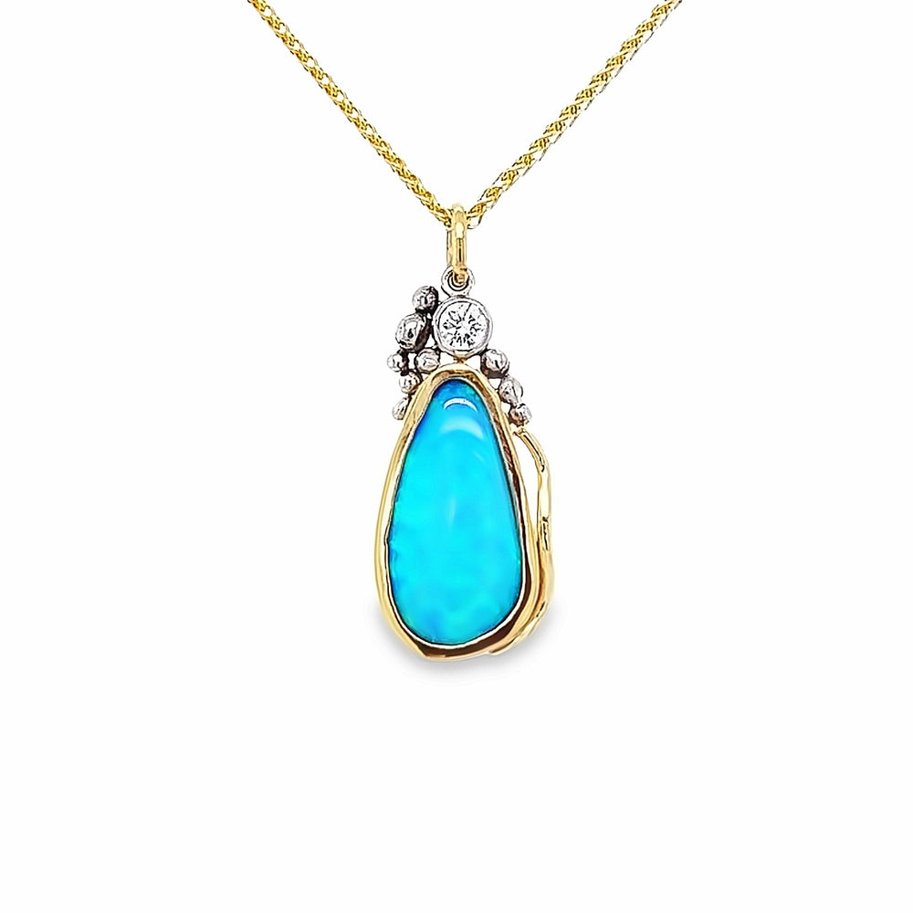 18k Yellow and 14k White Gold Opal and Diamond Pendant by Paul Richter (2.74ct.)