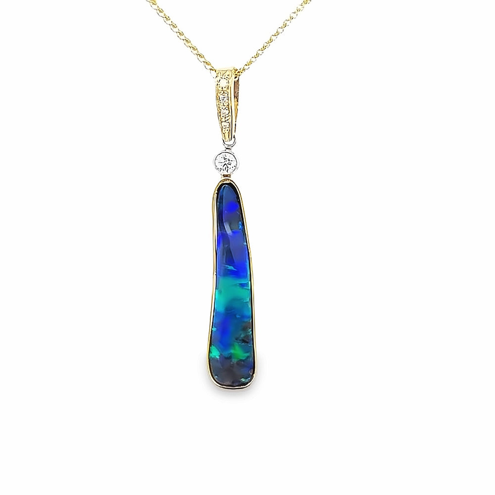18k Yellow Gold Opal and Diamond Pendant by Paul Richter (6.70ct.)