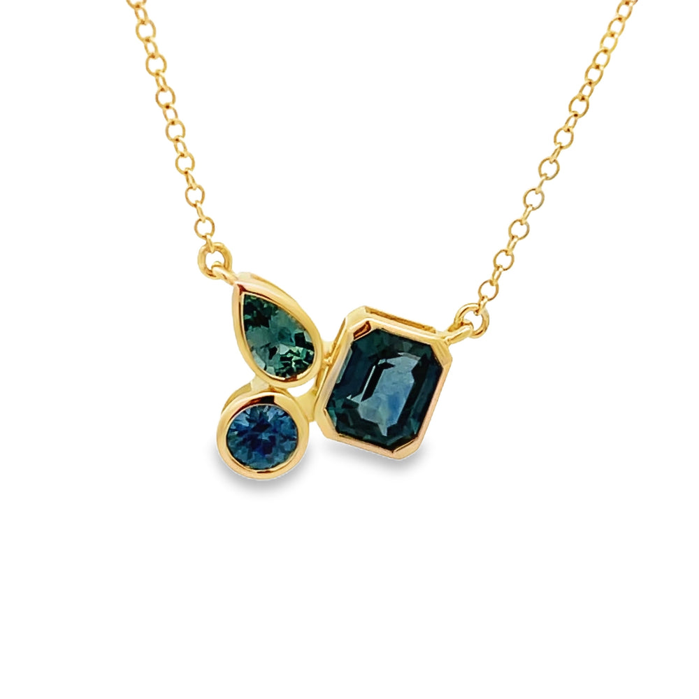 14k Yellow Gold Montana Sapphire Bezel Set Pendant and Chain (1.34ctw.)