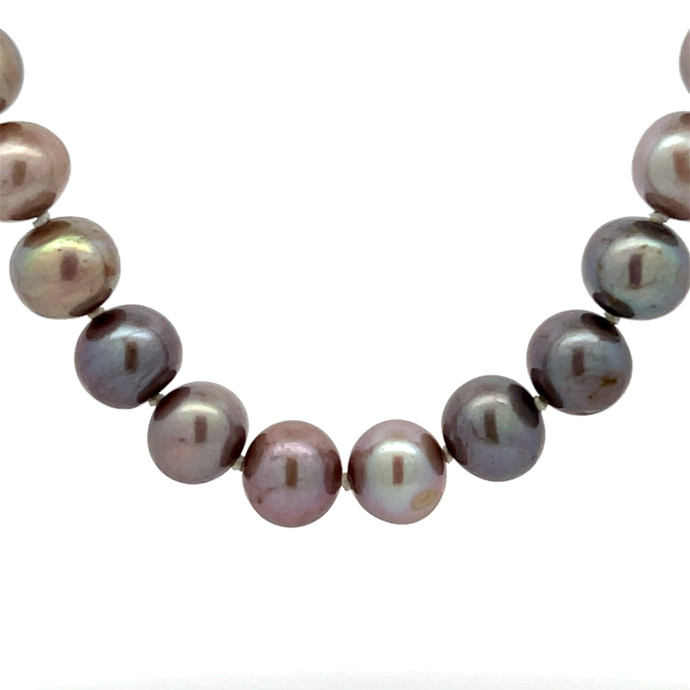 14k Yellow Gold 18" Semi-Baroque Gray Freshwater Pearl Strand Necklace