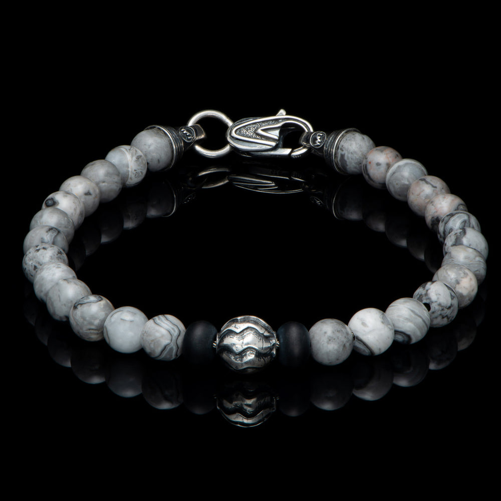 Men's Sterling Silver Agate and Onyx Brookings Bracelet by William Henry Studio