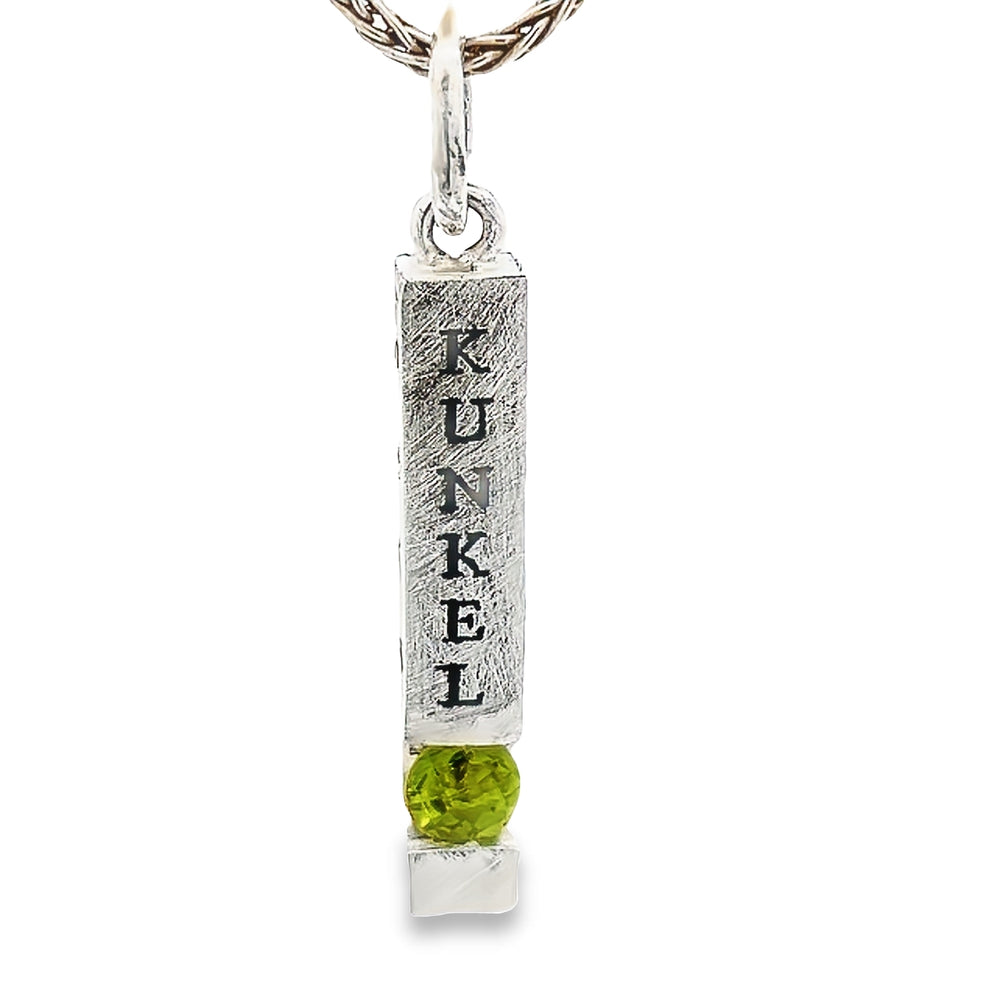 Custom Sterling Silver Peridot Family Bar Pendant by Paul Richter