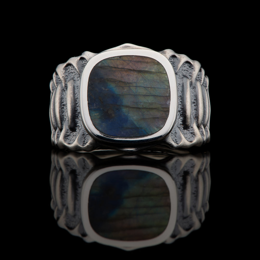 Men's Sterling Silver Labradorite Echelon Ring by William Henry Studio