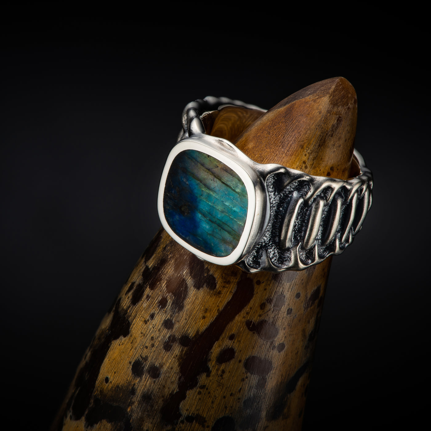 Men's Sterling Silver Labradorite Echelon Ring by William Henry Studio