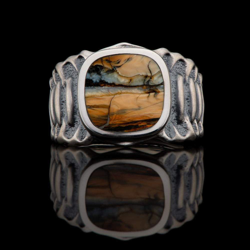 Men's Sterling Silver Mammoth Tooth Echelon Ring by William Henry Studio