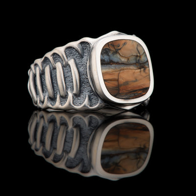 Men's Sterling Silver Mammoth Tooth Echelon Ring by William Henry Studio