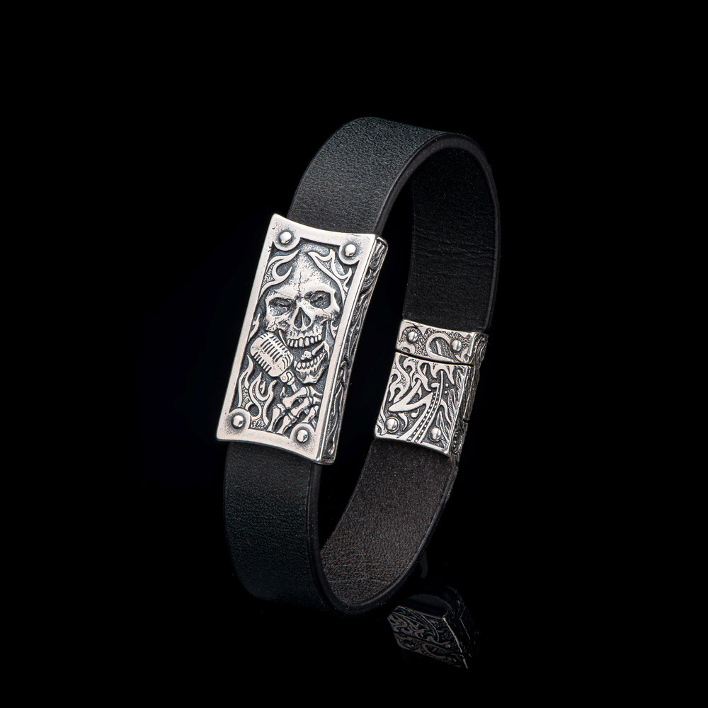 Men's Sterling Silver Leather La Grange Bracelet by William Henry Studio