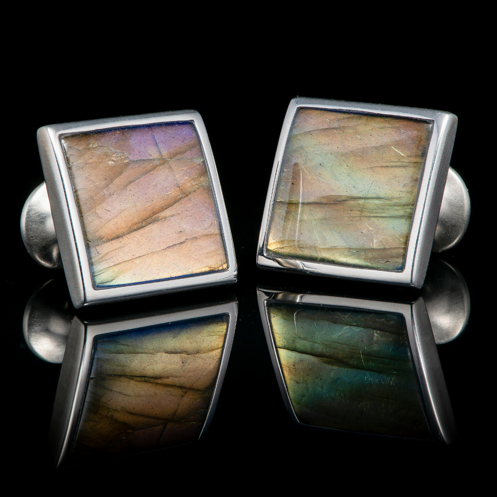 Men's Sterling Silver Labradorite Duo Cufflinks by William Henry Studio