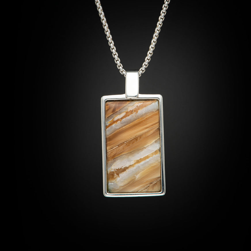 Men's Sterling Silver Fossil Woolly Mammoth Tooth Shift Pendant by William Henry Studio