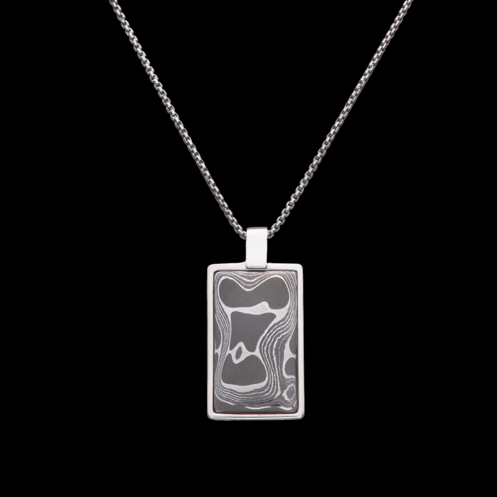 Men's Sterling Silver Damascus Shift Pendant by William Henry Studio