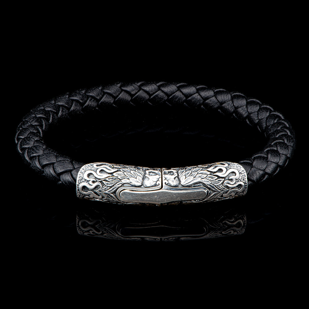 Men's Sterling Silver Leather Ramble On Bracelet by William Henry Studio