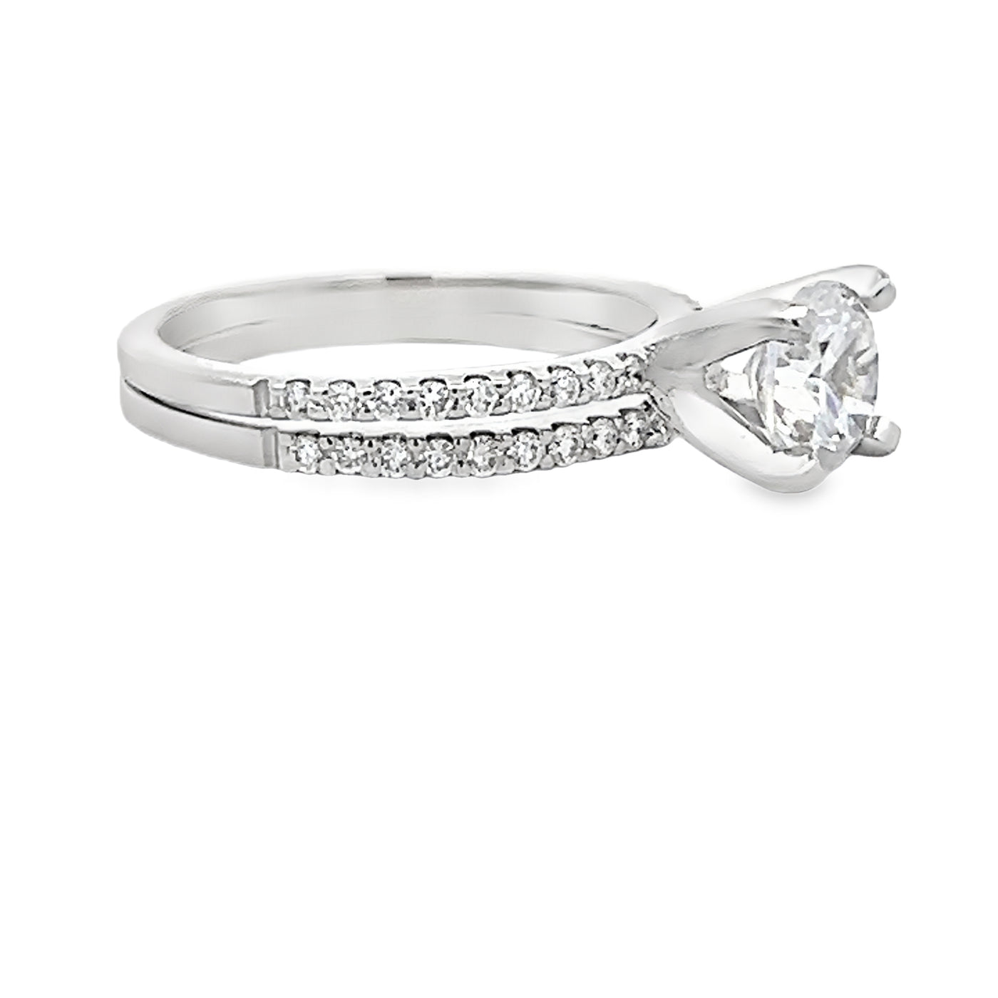 14k White Gold Round Diamond Prong Set Bridal Set (0.38ctw.)