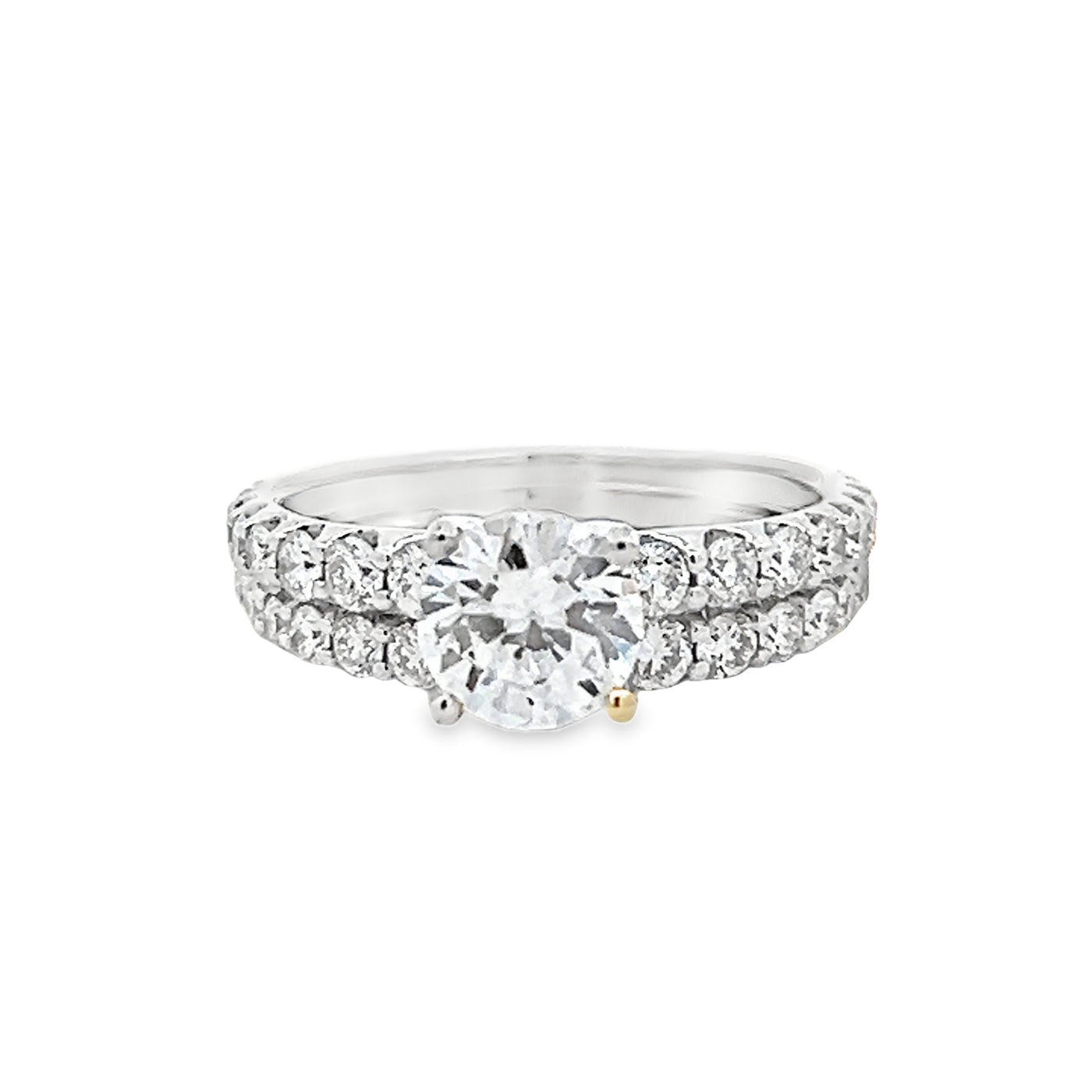 14k White Gold Graduated Round Diamond Shared Prong Bridal Set (0.98ctw)