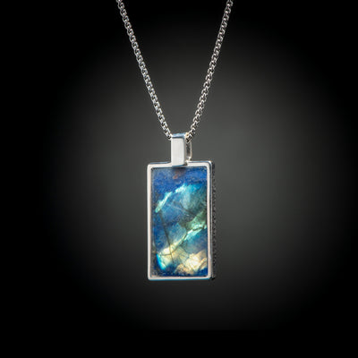 Men's Sterling Silver Labradorite Shift Pendant by William Henry Studio.