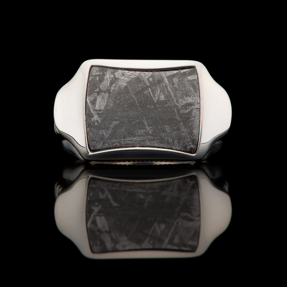 Men's Sterling Silver Meteorite Sleek Ring by William Henry Studio