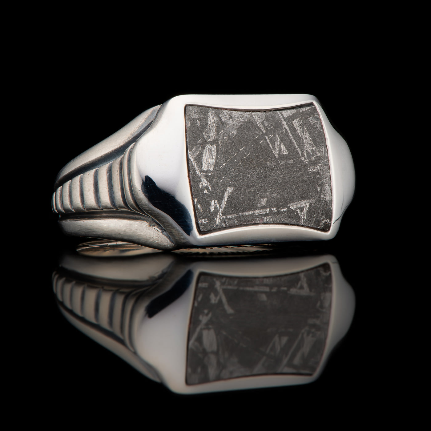 Men's Sterling Silver Meteorite Sleek Ring by William Henry Studio