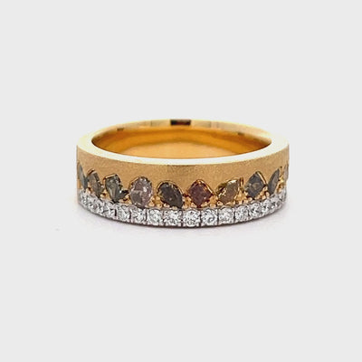 18k Yellow Gold Fancy Color and White Diamond Anniversary Band (0.92ctw.)