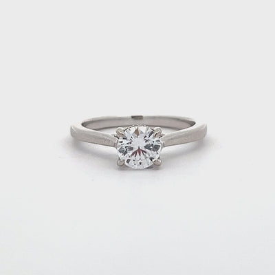 14k White Gold Round Diamond Prong Set Hidden Halo Engagement Ring Setting (0.09ctw.)