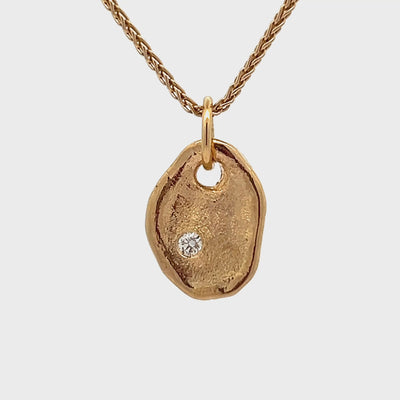 14k Yellow Gold Round Oval Diamond Amulet Charm by Paul Richter (0.05ct.)