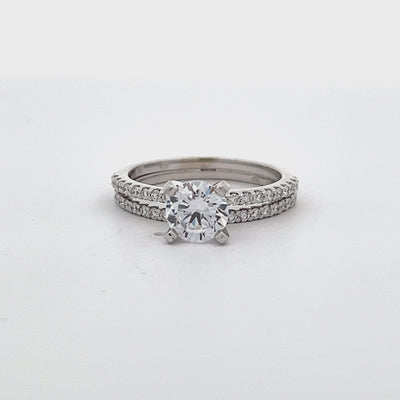 14k White Gold Round Diamond Prong Set Bridal Set (0.38ctw.)