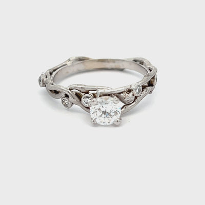 14k White Gold Round Diamond Wisteria Engagement Ring Setting by Paul Richter (0.09ctw.)