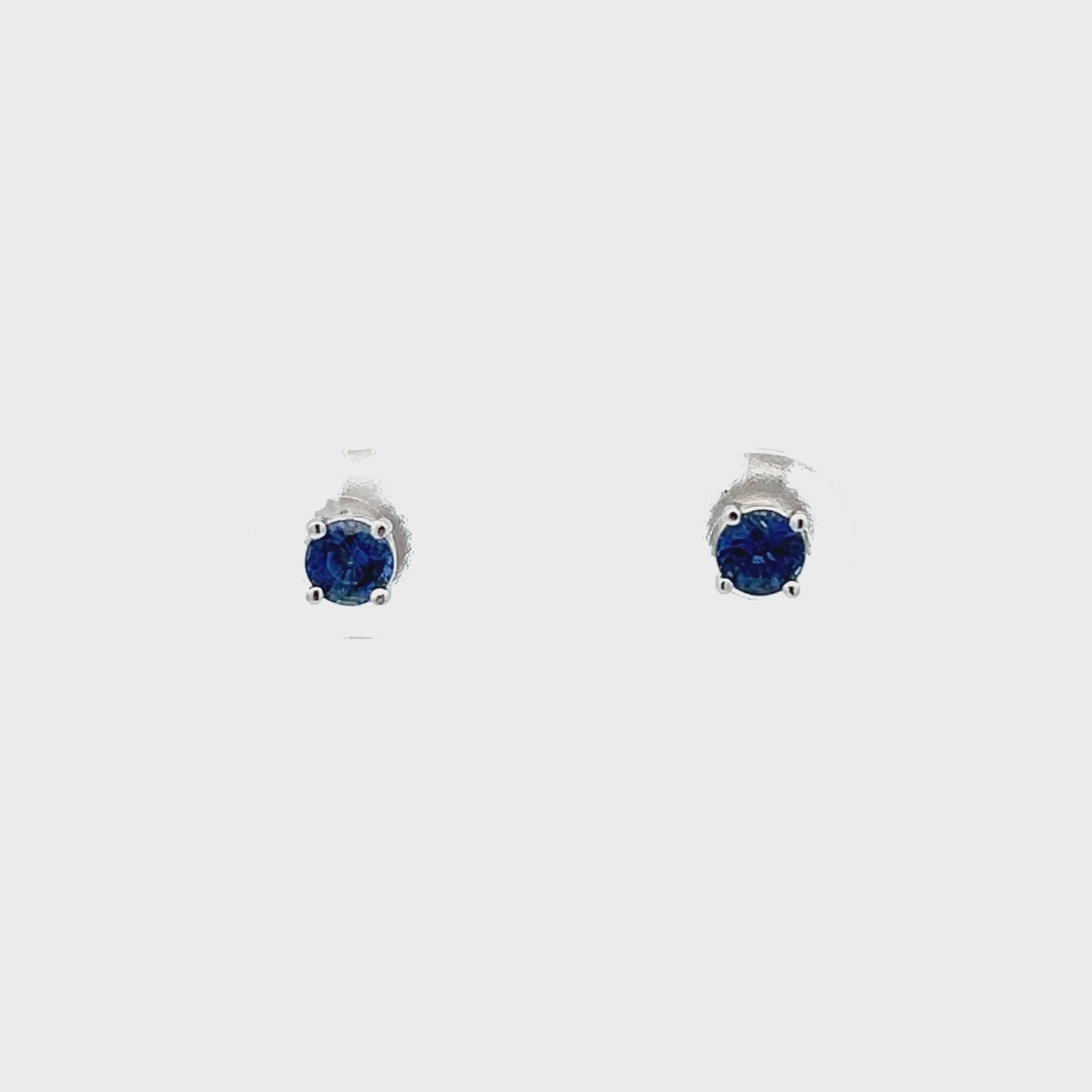 14k White Gold Round Sapphire Prong Set Stud Earrings (0.48ctw.)