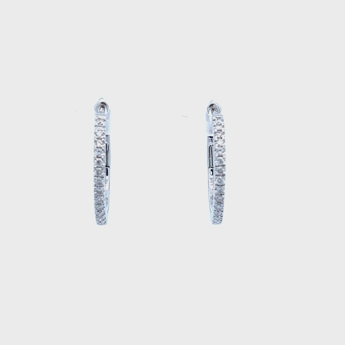 14k White Gold Round Diamond Hoop Earrings (0.22ctw.)