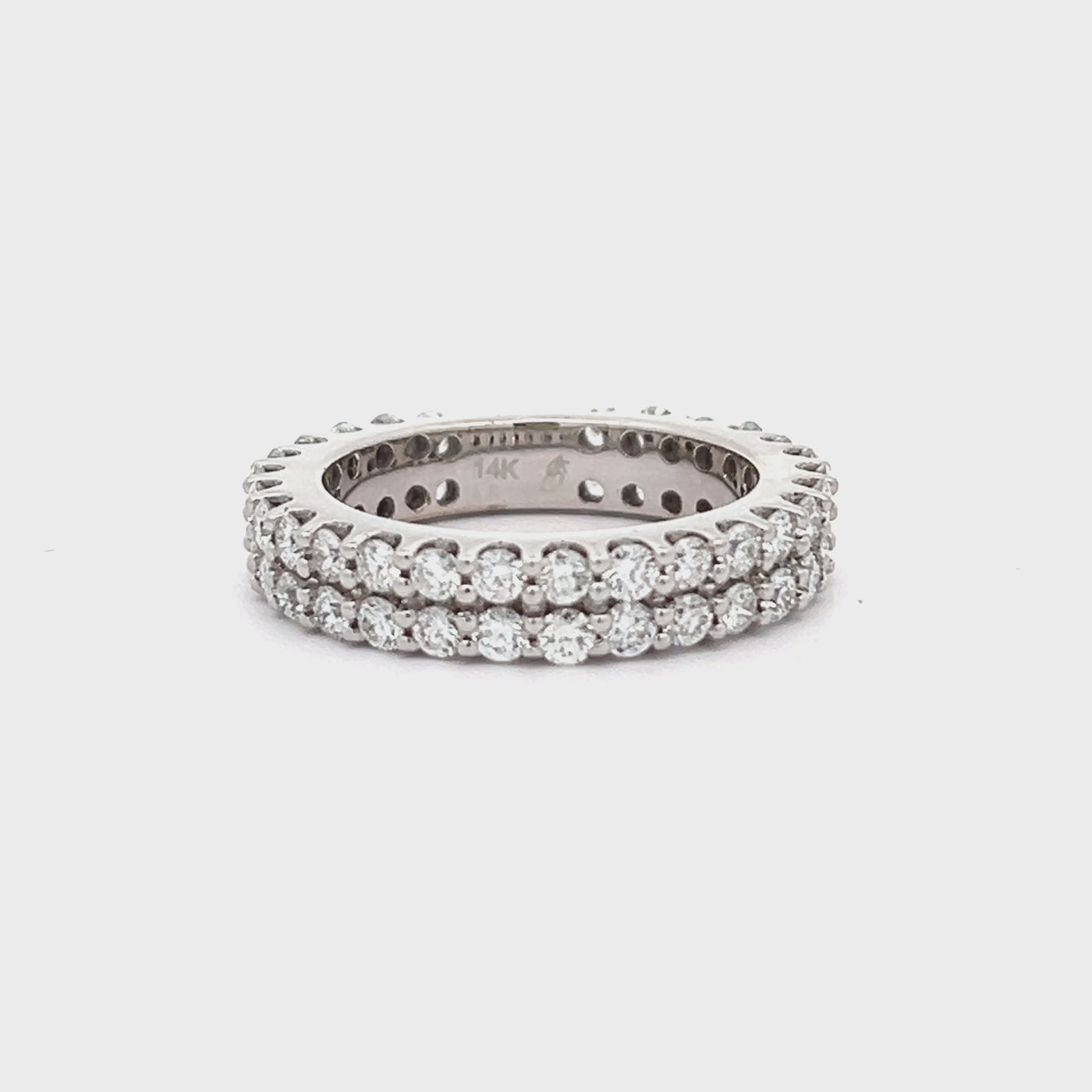 14k White Gold Round Diamond Double Row Anniversary Band (2.40ctw.)