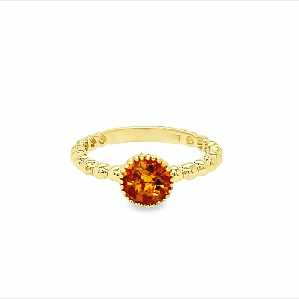 14k Yellow Gold Round Citrine Ring (1.10ct.)