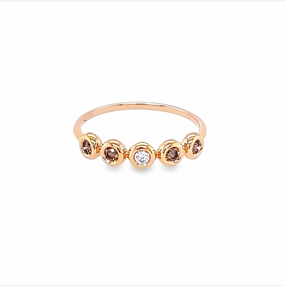 14k Rose Gold Brown & White Diamond Bezel Anniversary Band (0.13ctw.)