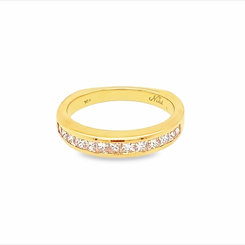 18k Yellow Gold Princess Cut Diamond Channel Set Anniversary Band (0.66ctw.)