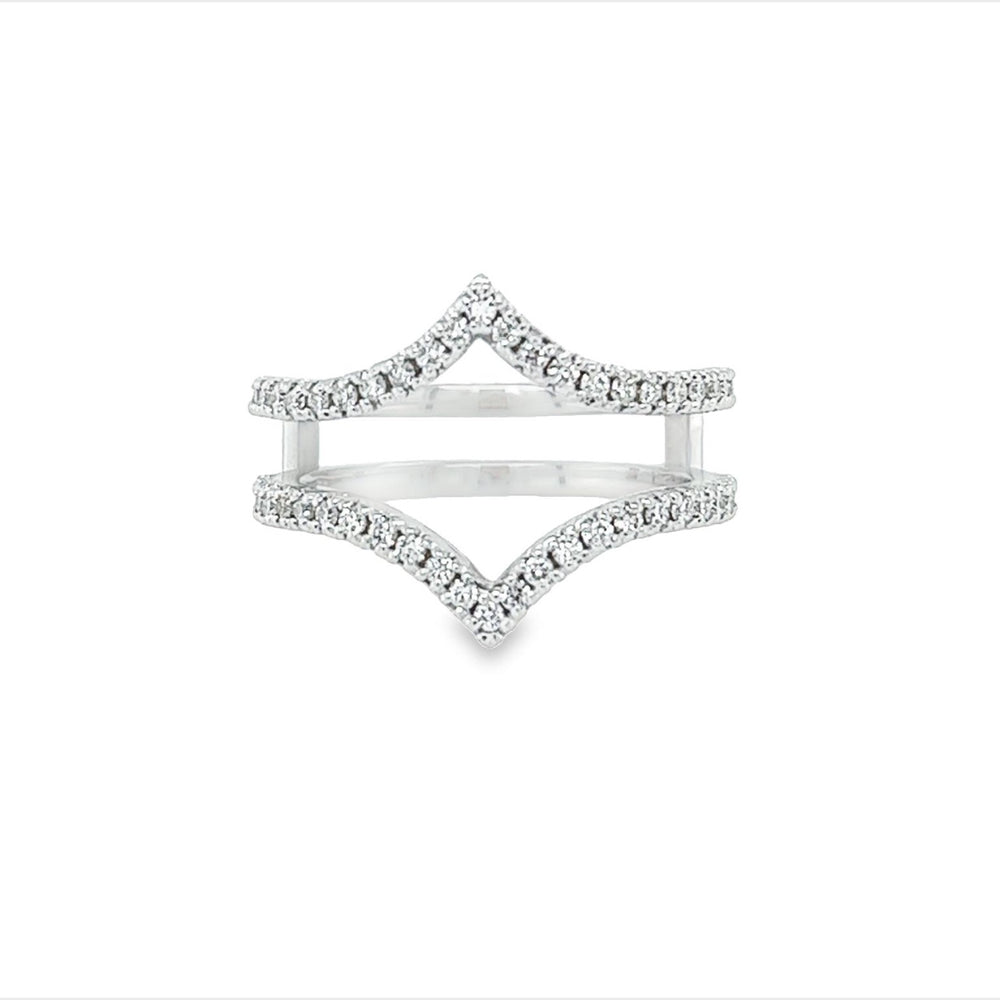 14k White Gold Round Diamond Chevron Style Insert Wedding Band (0.43ctw.)