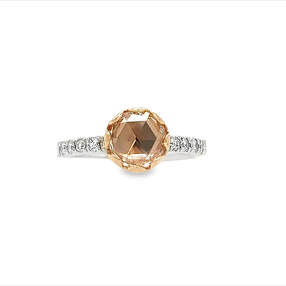 14k White and Rose Gold Rose Cut Diamond Engagement Ring by Paul Richter (0.60ct.)